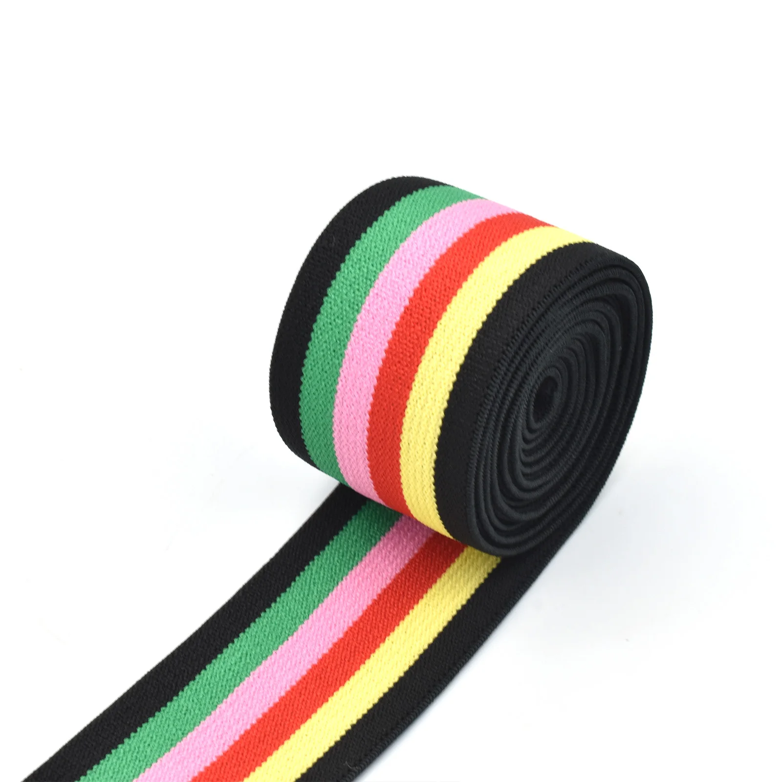 

1.5"(38mm) Colorful Heavy Elastic Ribbon Polyester Stripe Webbing Cotton Purse Strap Elastic Band Dog Collar Sewing Accessories