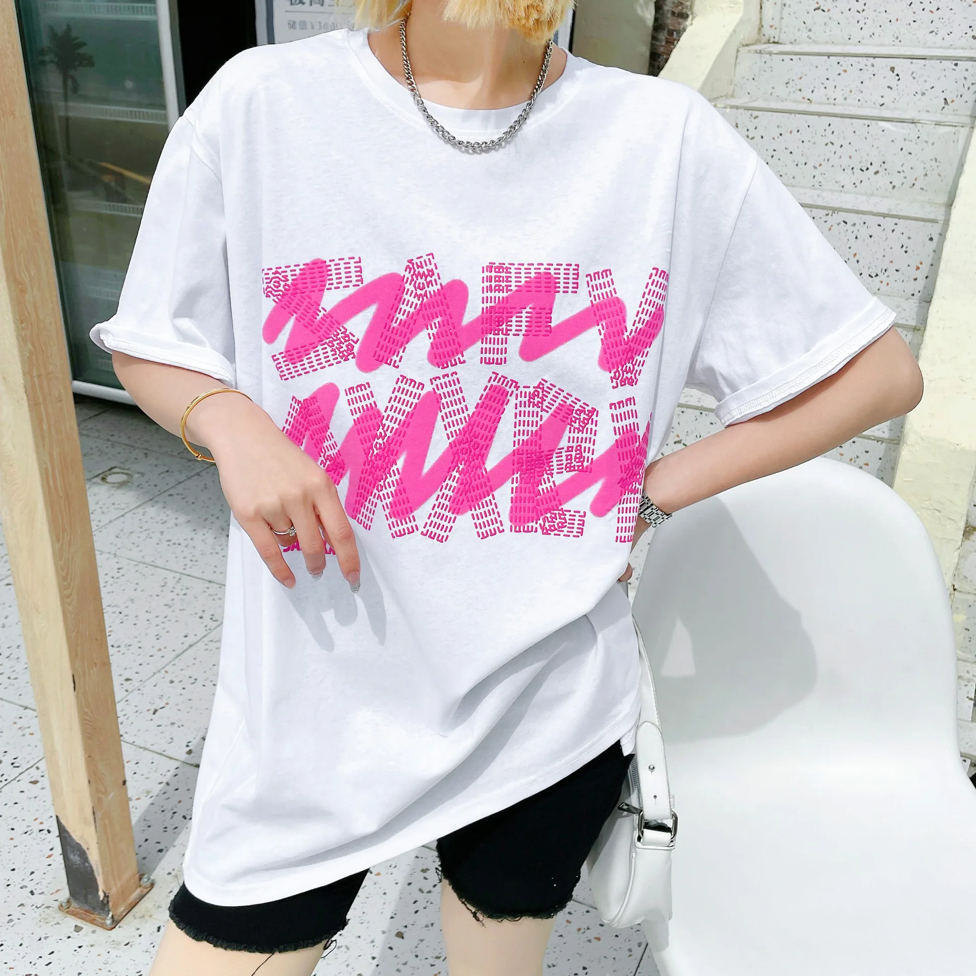 

Summer Women's Oversized T Shirt Short Sleeve 2022 Vintage Crew Neck Printed Cotton Streetwear Tees Female Large Size Clothes