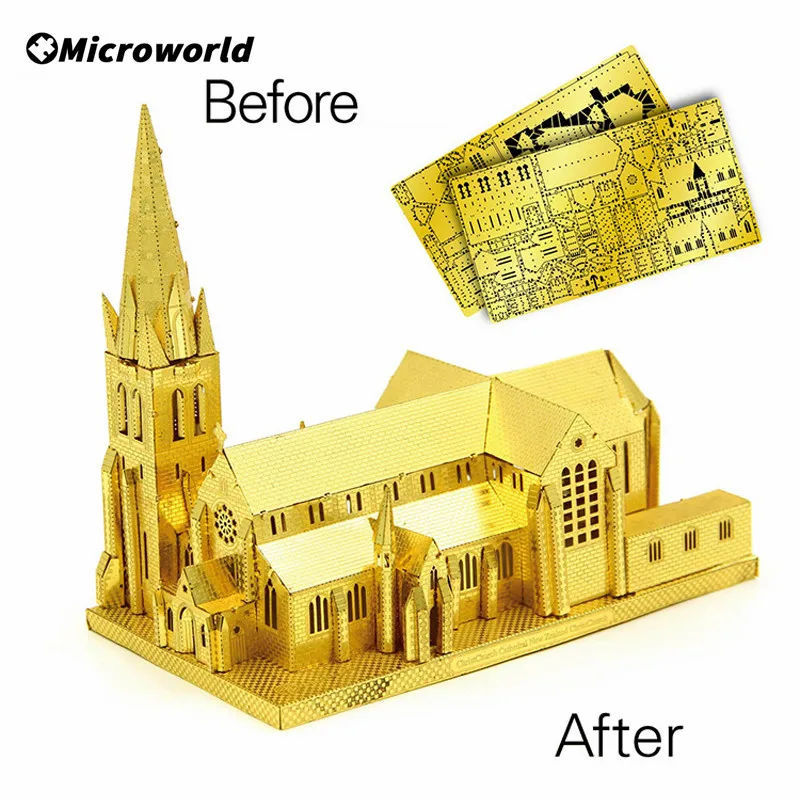 

Microworld 3D Metal Puzzle Games Christchurch Cathedral Building Model Kits DIY Laser Cut Educational Jigsaw Toys Gift For Adult