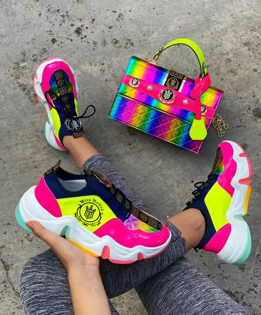 

Miss Melisa Shoes and Bag stylish PİNK sneakers bag set Code S106