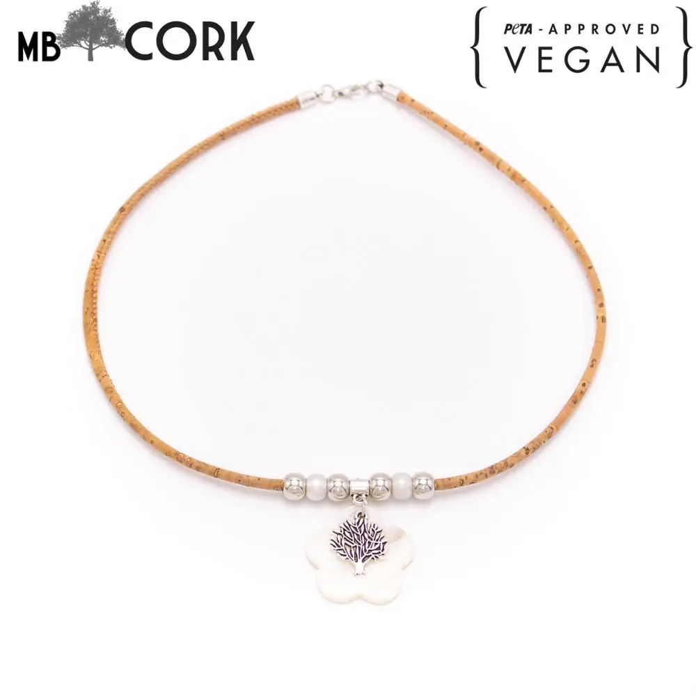 Натуральная пробка сделана в форме цветка с деревом жизни женская подвеска на