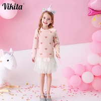 vikita girls autumn winter sweaters kids heart print design outerwear girl knitted pullover sweaters children tops clothes