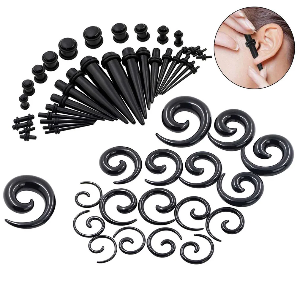 

1 Set Ear Taper Kit Black Ear Spiral Expander Ear Plugs Set Ear Piercing Starter Kit Ear Stretcher Body Jewelry 1.6mm-10mm