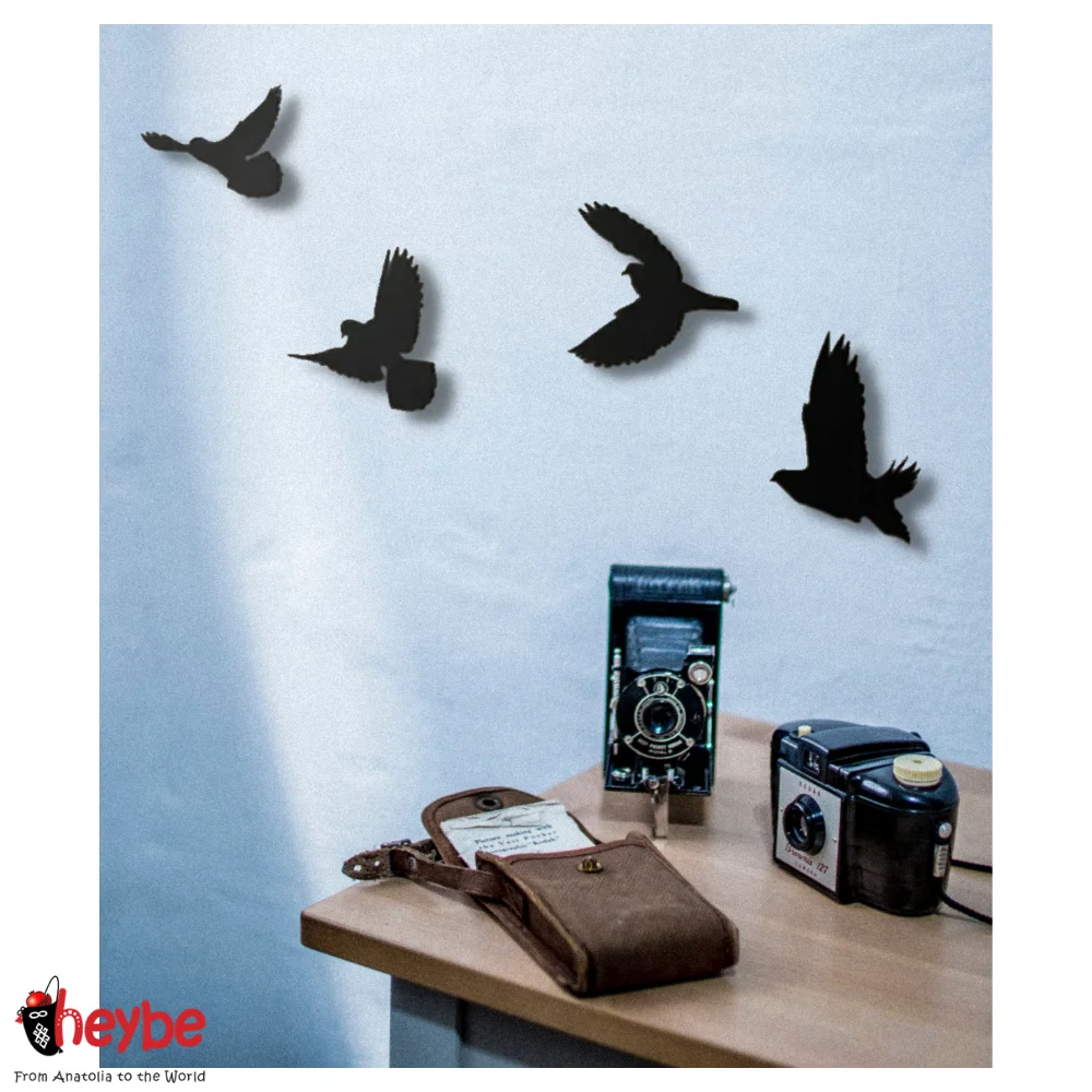 Деревянный Настенный декор и искусство птицы Летающие на ветке украшение для