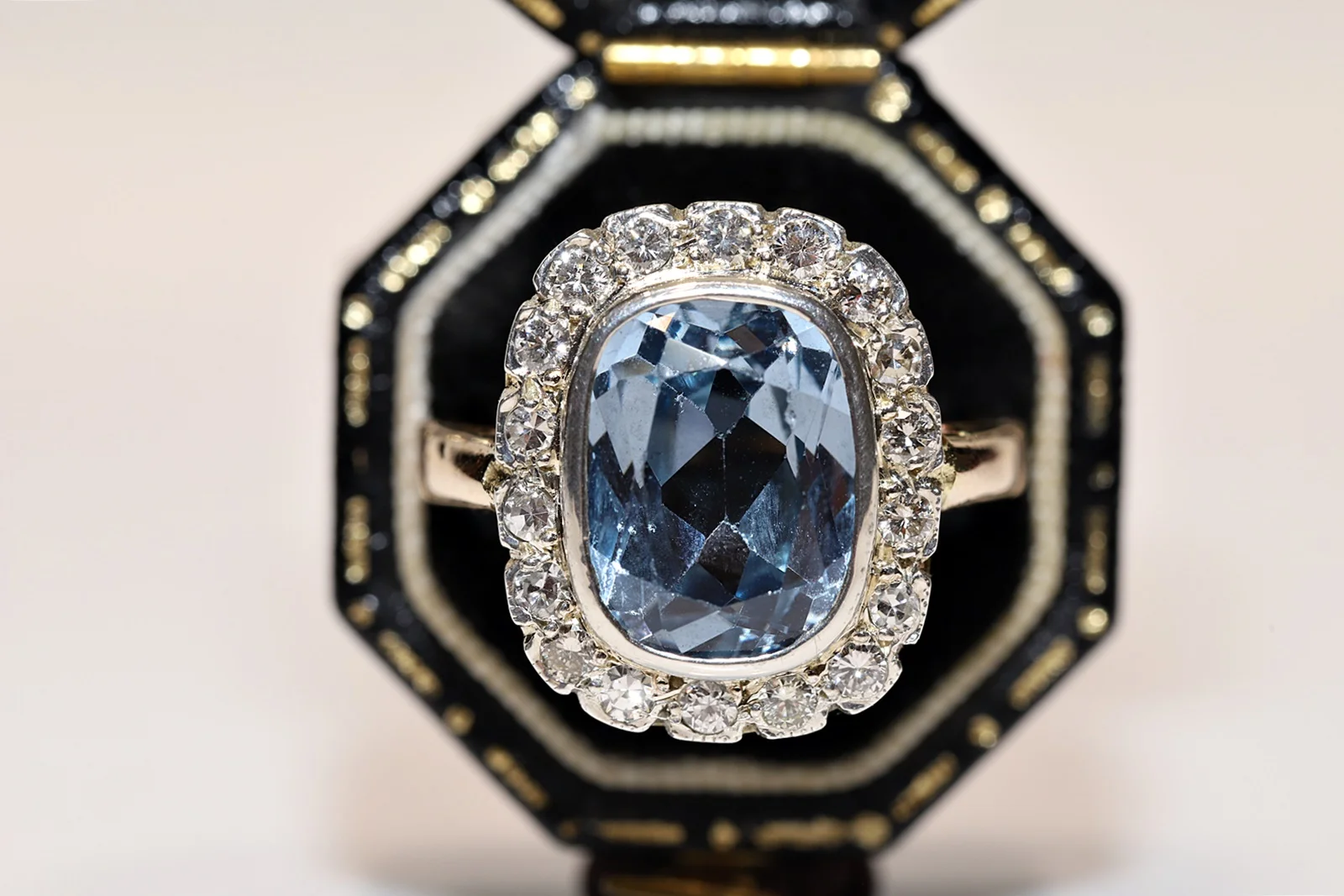 

Антикварная вещь, викторианский 14k золото натуральный бриллиант морская вода украшенное довольно прочное кольцо
