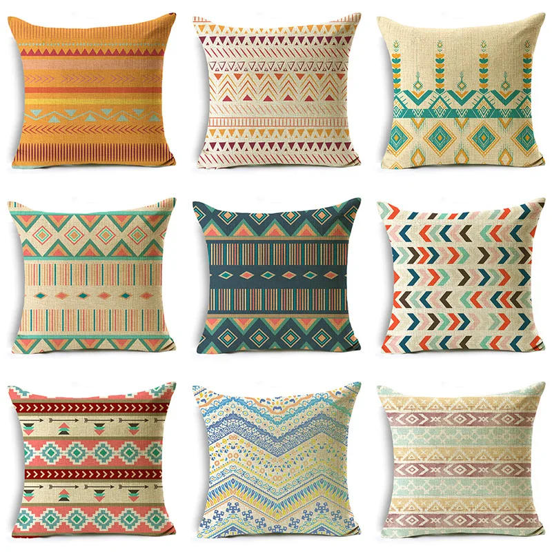 

2022 Exquisite Retro Pattern Sofa Cushion Pillowcase Car cushion Cover 40cm/45cm and 50cm Linen Decorative Pillowcases