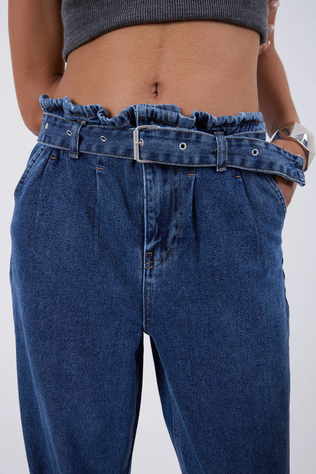 High Waist Jeans Women Harem Pants Loose Casual Plus Size High Street Denim Trousers Vintage with Belt Retro Straight Comfort