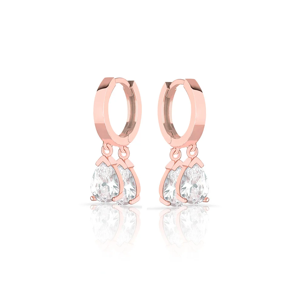 

Professionaldesign Earrings 925 Sterling Silver Water Drop Jewelry For Women Rose Gold Plated With Zircon Drop Earrings