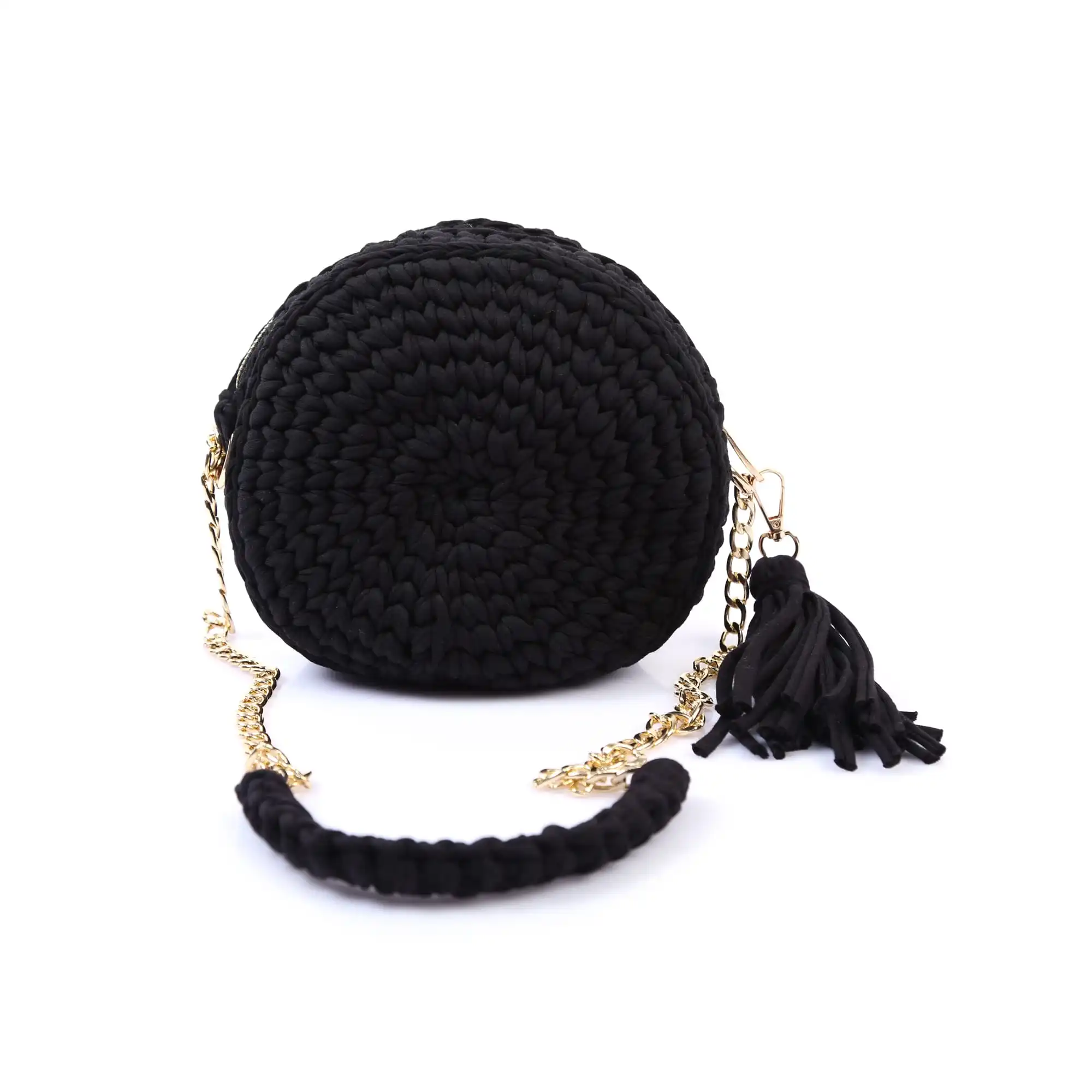 

Design handcrafted knit macaron black bag