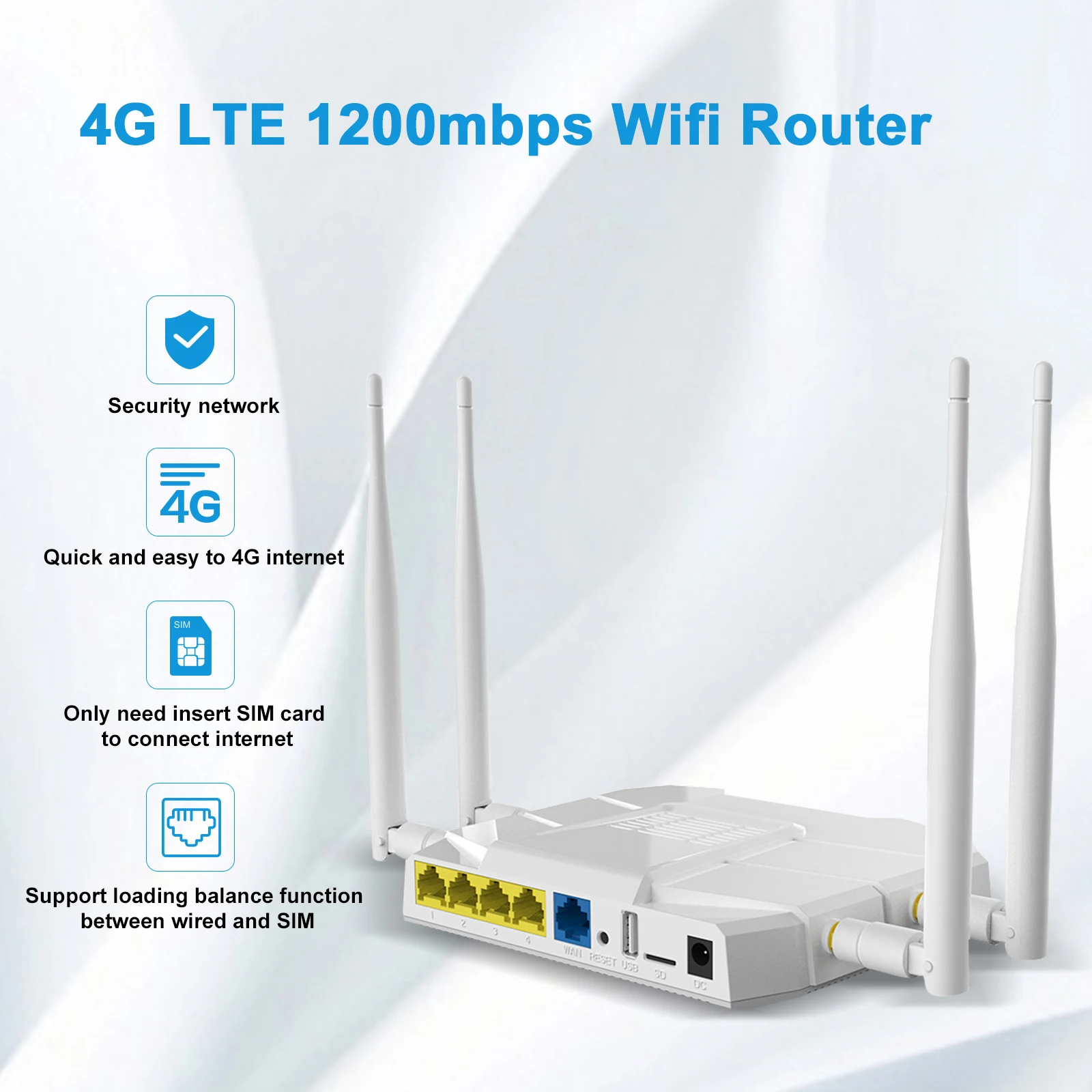 Cioswi 4G LTE Маршрутизатор беспроводной раствор Gigabit Router модем 1200 Мбит / с Двойные