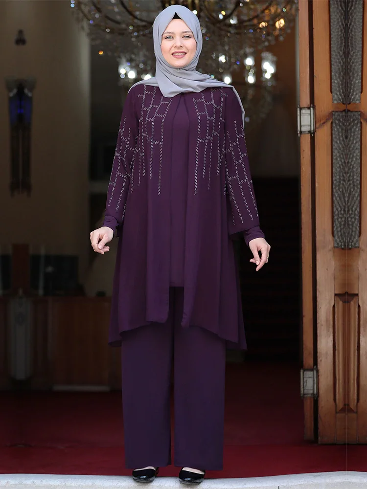 

Plus Size Tunic Pants Muslim Suit Dubai Abaya Islamic Women Clothing New Season Made In Turkey High Quality Big Combination