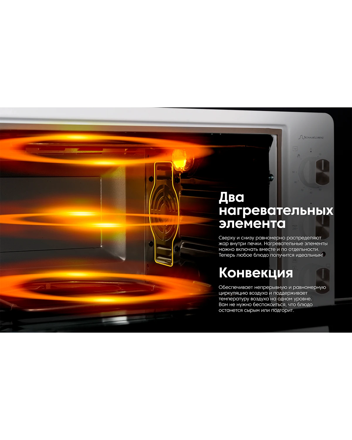Мини печь для дома Schaub Lorenz SLE OW4210 белый 42л 5 режимов с конвекцией таймером