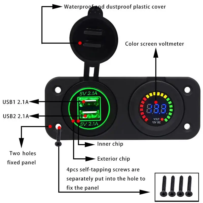 

Cigarette lighter in car lighter splitter into the car prise usb encastrable car charger socket splitter in car 12/24V usb Glow