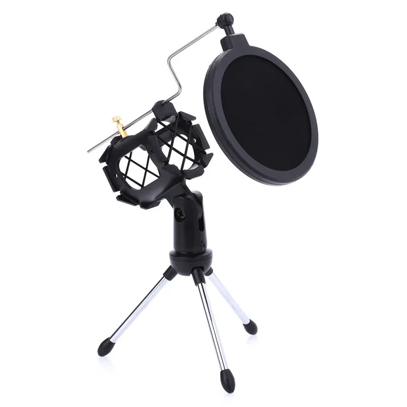 Tripod Stand set BCMaster двухслойный Студийный микрофон гибкий ветер экран маска микрофон поп-фильтр ветрозащитный экран для говорения запись аксессуары - Цвет: Tripod Stand set