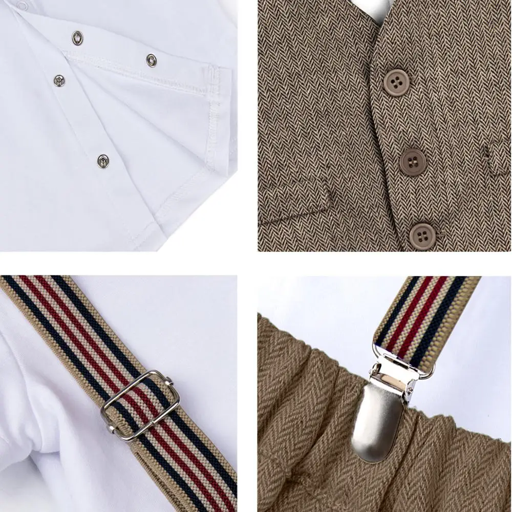 

Baby Boy Birthday Formal Suit Children Wedding Outfit Toddler Christening Suspender Overall Infant Easter Photograph Clothes Set