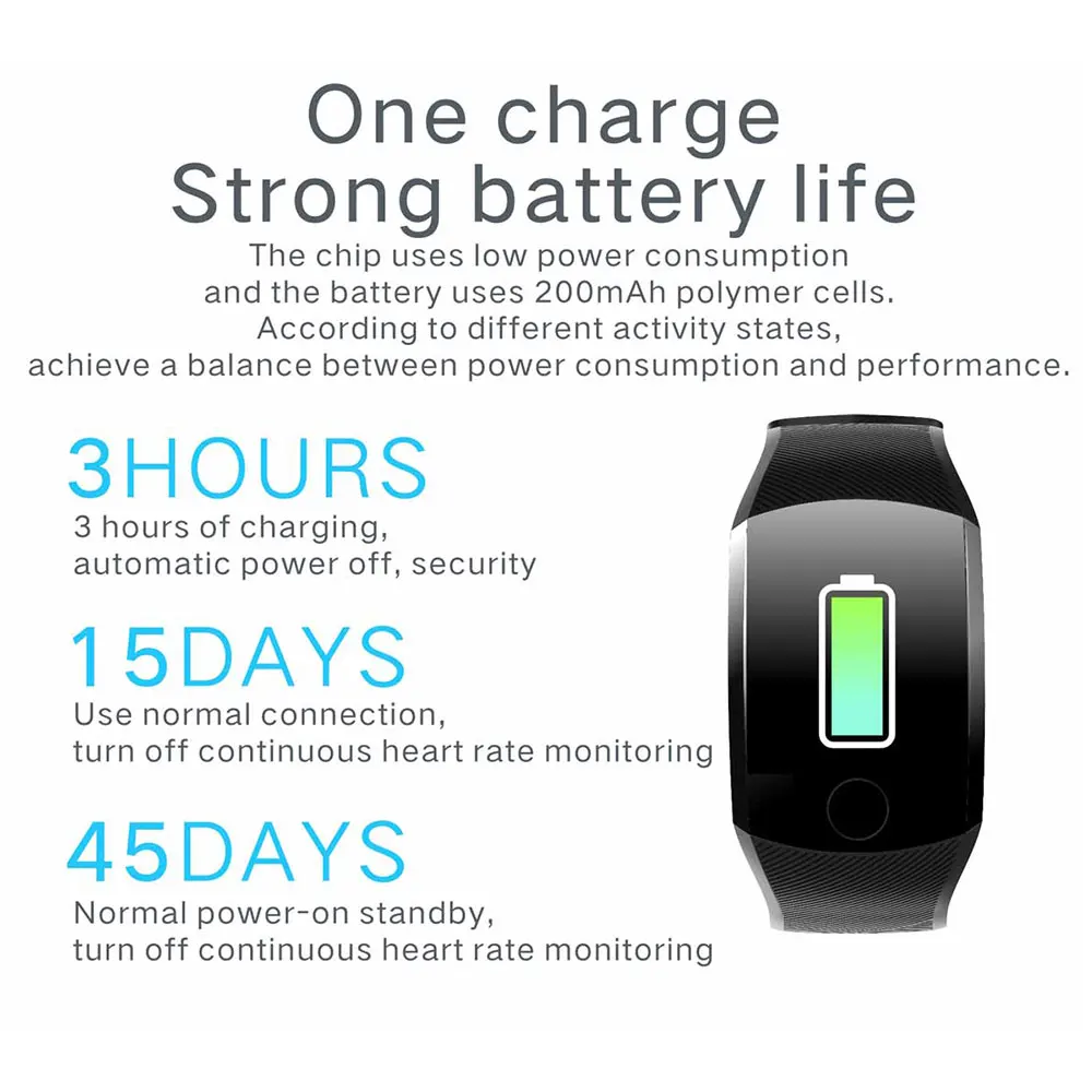 Q11 Смарт часы Водонепроницаемый Фитнес браслет с большим сенсорным экраном OLED