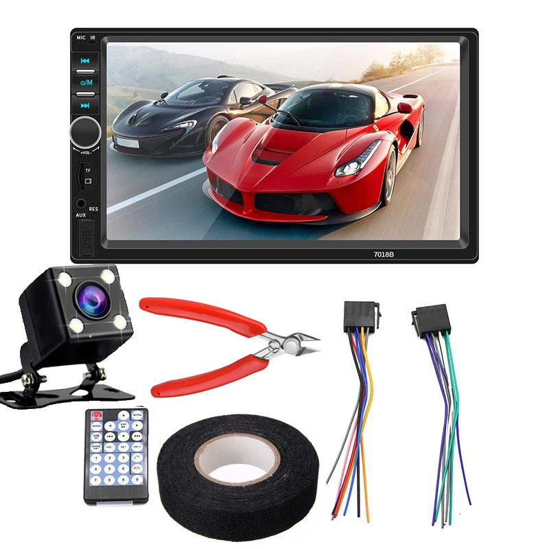 Tool and Camera 7 дюймов сенсорный экран авто радио 2 DIN Bluetooth стерео автомобильный Радио 2Din мультимедиа MP5 плеер FM AUX USB камера заднего вида 7018B - Цвет: Tool and Camera