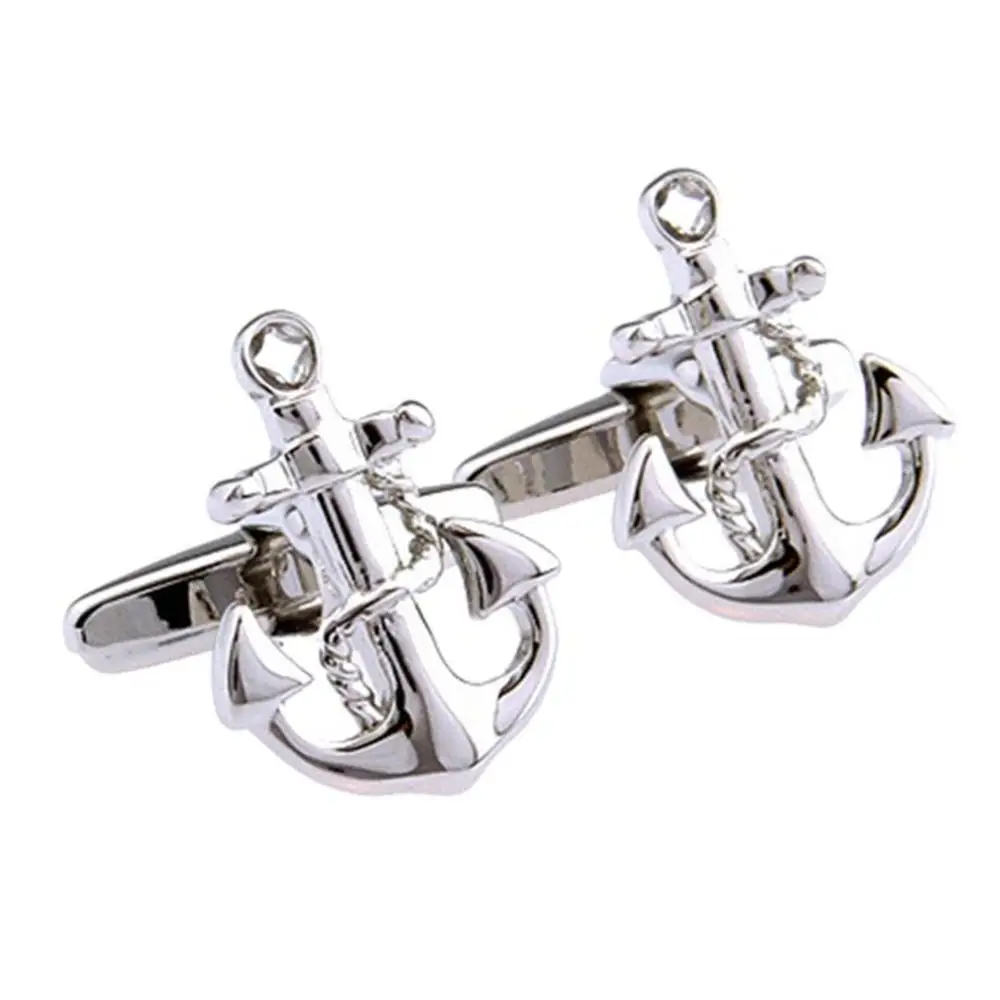 Запонки в форме якоря бархатная коробка сталь блестящий специальный дизайн