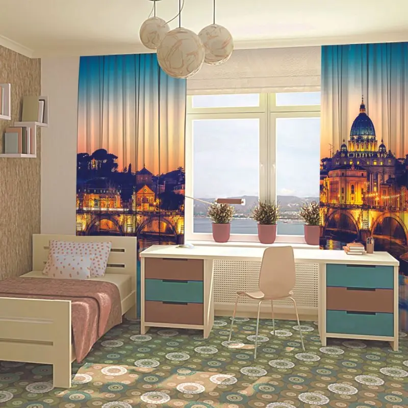 Занавес Св. Петра собора и тибера реки в римском Италия закат вечерний вид