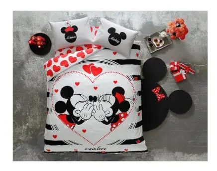 Лицензированный двойной комплект пододеяльников Tac Minnie mickey 200x220 см | Комплект