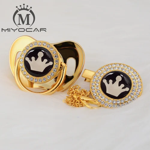 MIYOCAR Золотая Корона прекрасная красивая Золотая блестящая корона соска и Соска с зажимом BPA бесплатно пустышка блестящая уникальный дизайн GCR-08/9 - Цвет: GCR-8  0-6m
