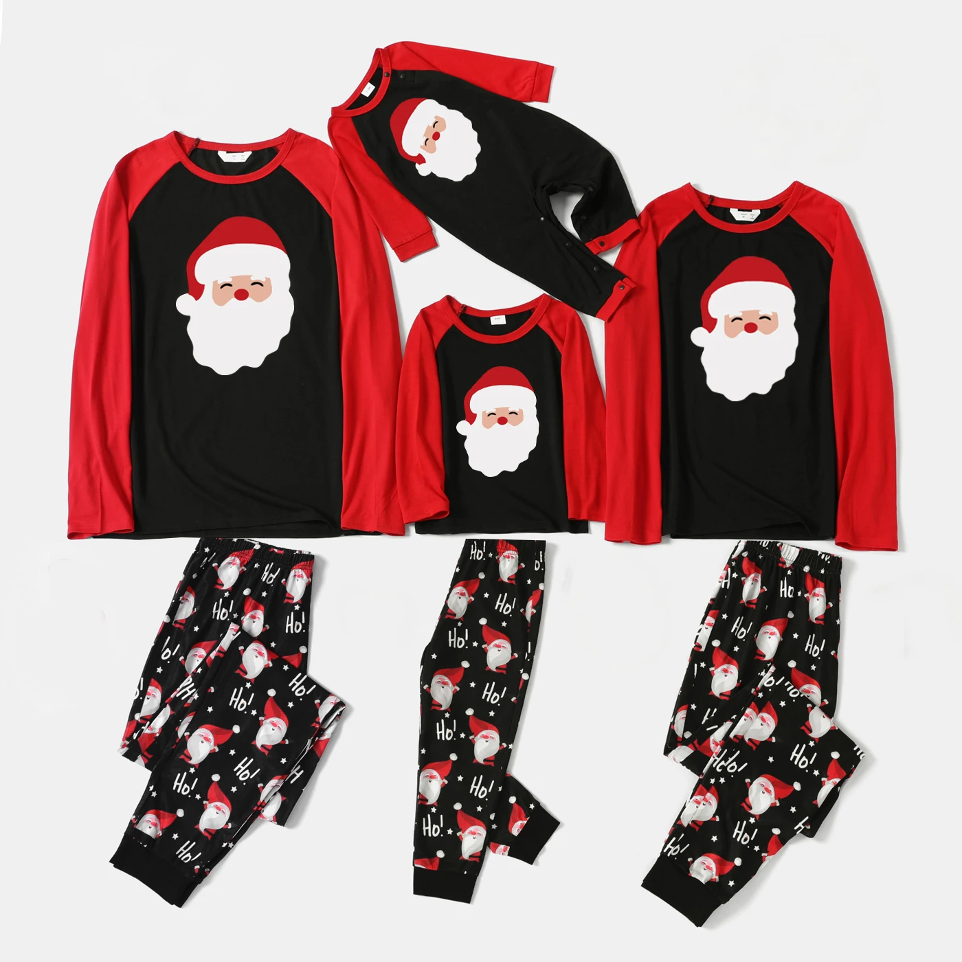 

PatPat Christmas Santa and Letter Print Red Raglan Family Matching Long-sleeve Pajamas Sets(Flame Resistant)