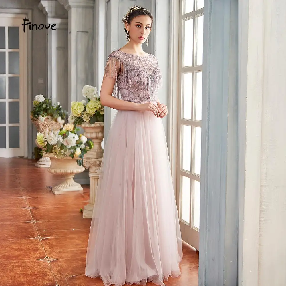 Женское платье с круглым вырезом кисточками и бисером | Свадьбы торжества