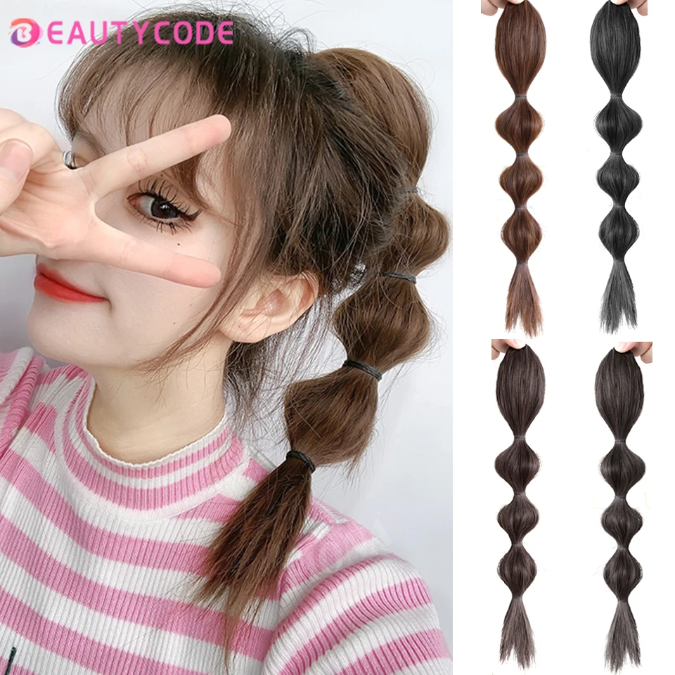 

BEAUTYCODE Black lantern bubble long ponytail ponytail for women drawstring hair accessories fashionable synthetic ponytail