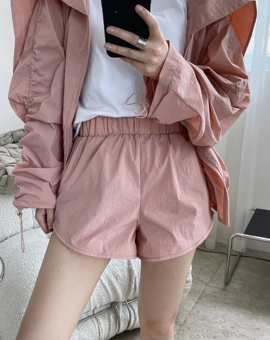 spring summer woman soft shorts from set without coat