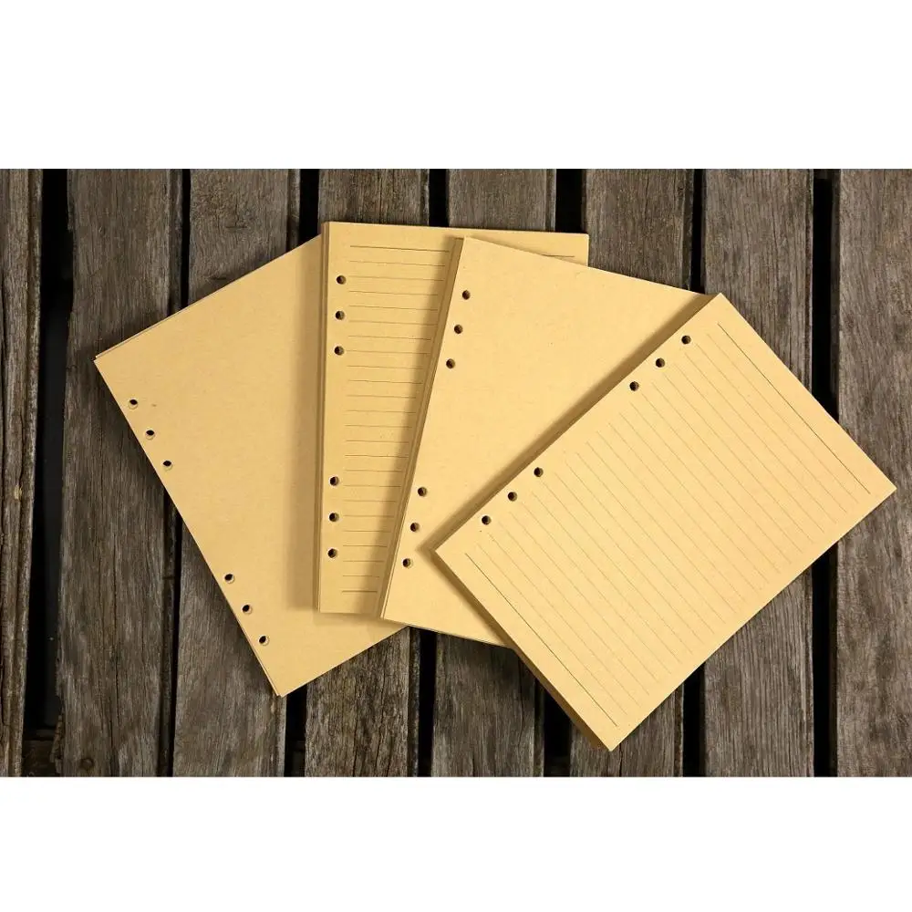 Заполняемая крафт бумага 6 отверстий для кожаного журнала планера/А5 А6