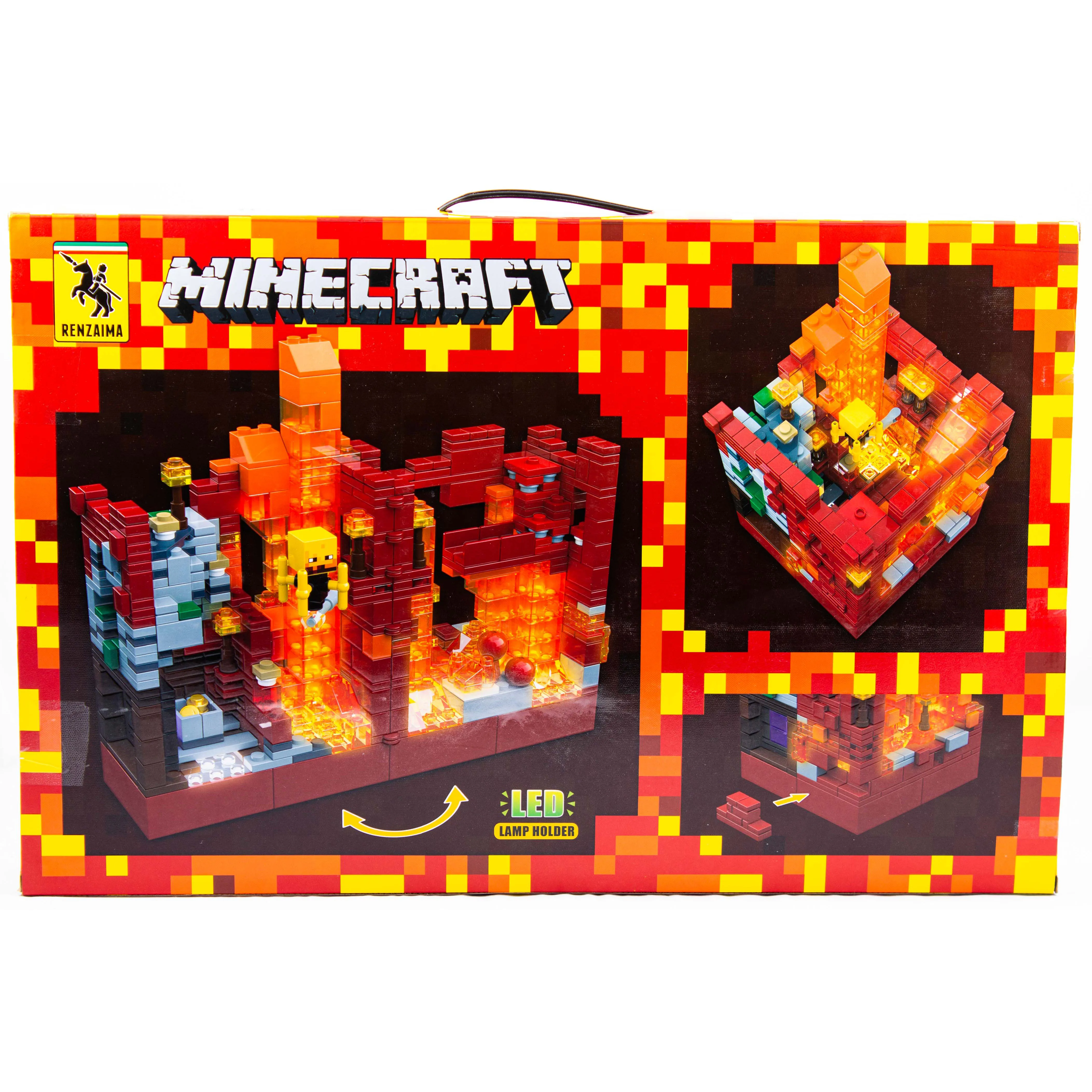 Конструктор Renzaima Minecrafts 680 Подземная крепость светящийся для мальчиков майнкрафт