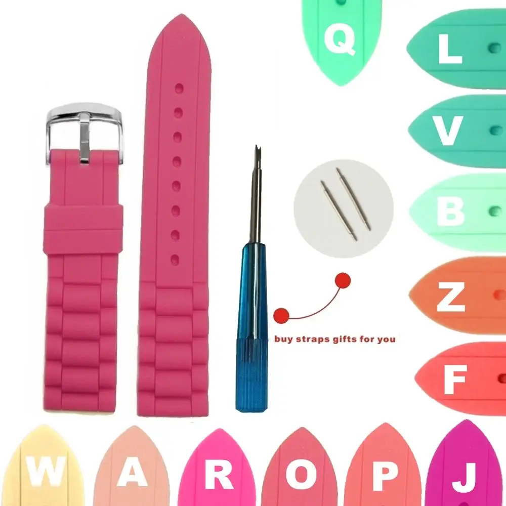 Ремешок силиконовый для наручных часов разные цвета розовый зеленый красный