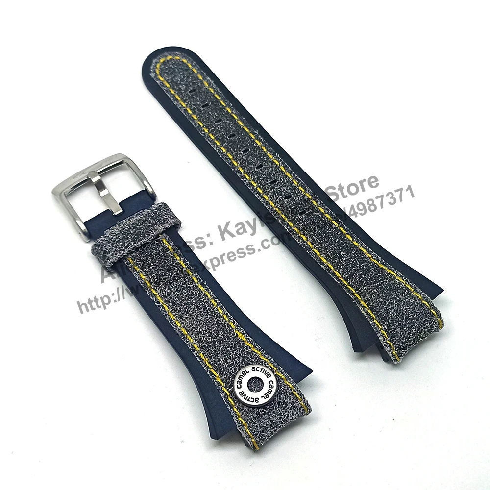 

Original Camel Active A779 , A796 , A797 , A858 Watch Band Strap - 18mm Black Rubber Over Leather