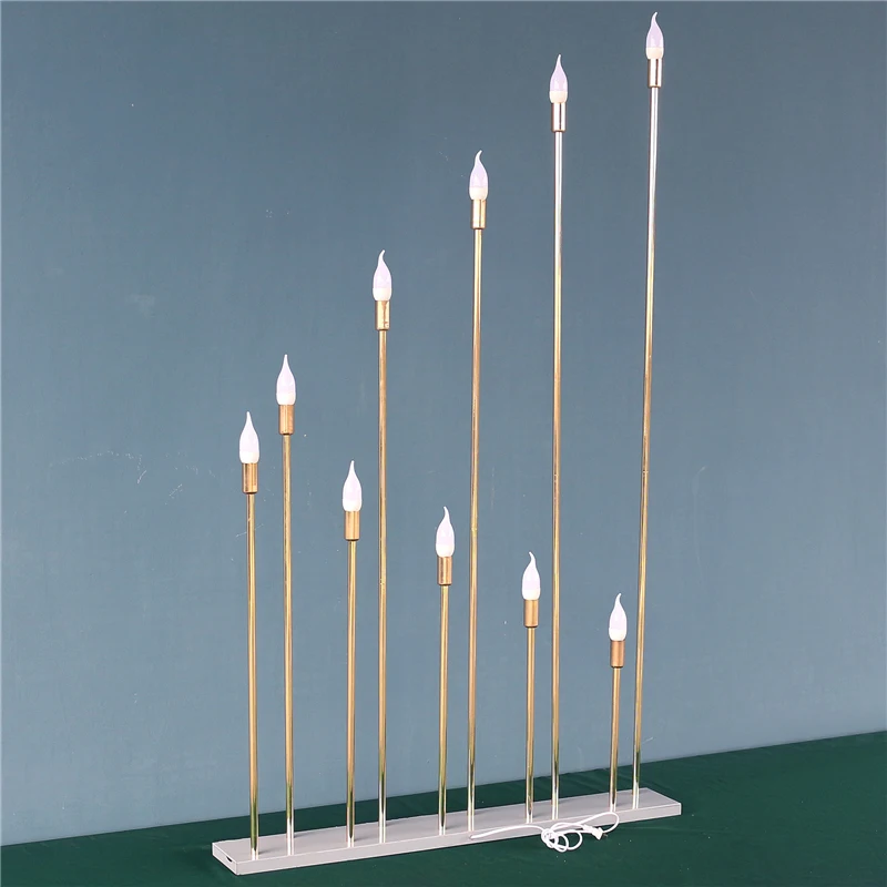 JAROWN-luces de ca&ntilde;a dorada, 10 cabezas, Fondo de boda, utiler&iacute;a para fiesta, decoraci&oacute;n del hogar, candelabro electr&oacute;nico alto, decoraci&oacute;n de jard&iacute;n-1