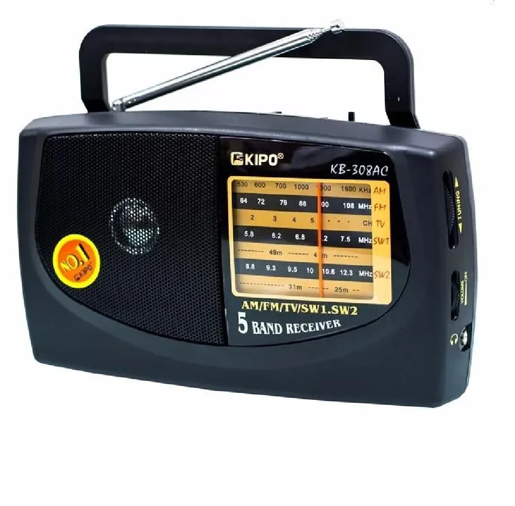 Радиоприемник Переносной KIPO KB-308AC диапазон тюнера AM/FM/TV/SW1-2 Питание 220В от сети или