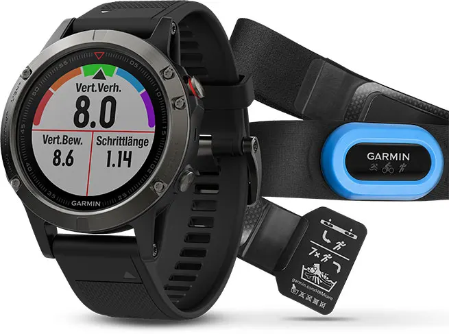 Garmin Fenix 5 серые с черным ремешком и HRM-Tri | Электроника