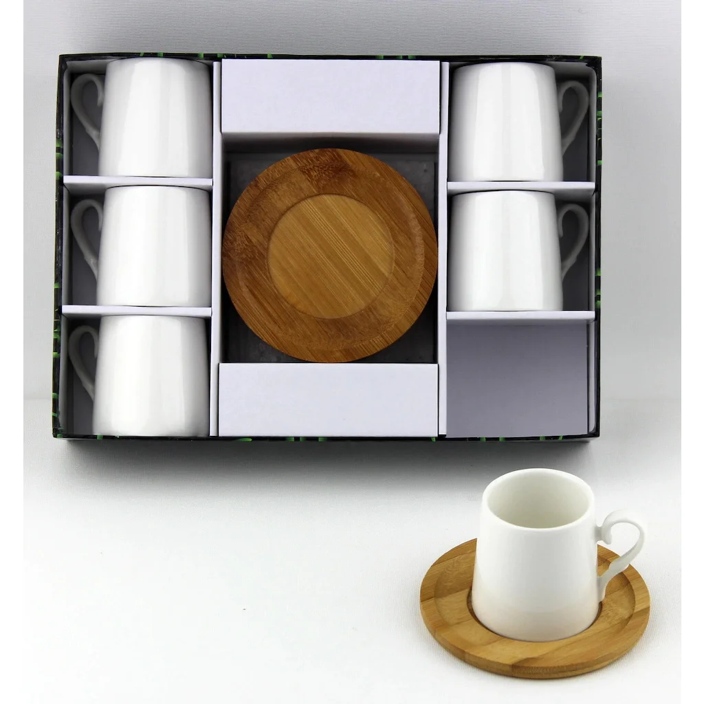 

Porcelain Bamboo Plate Coffee Cup Set Gilded