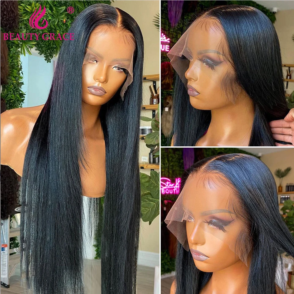 Brazilian Bone Straight Human Hair Wig HD Transparent 13X4 Lace Frontal Wig 4X4 Closue Wigs For Women 30 Inch Lace Front Wig