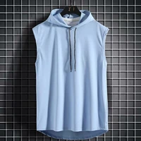 2022 new brand gyms clothing mens bodybuilding hooded tank top sleeveless vest sweatshirt fitness workout sportswear tops male