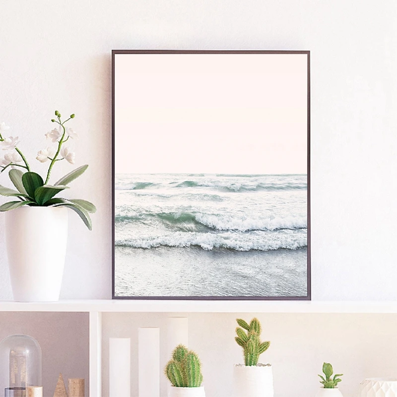 Пастельные пляжные пейзажи плакаты и принты декор в стиле бохо пальма Настенная