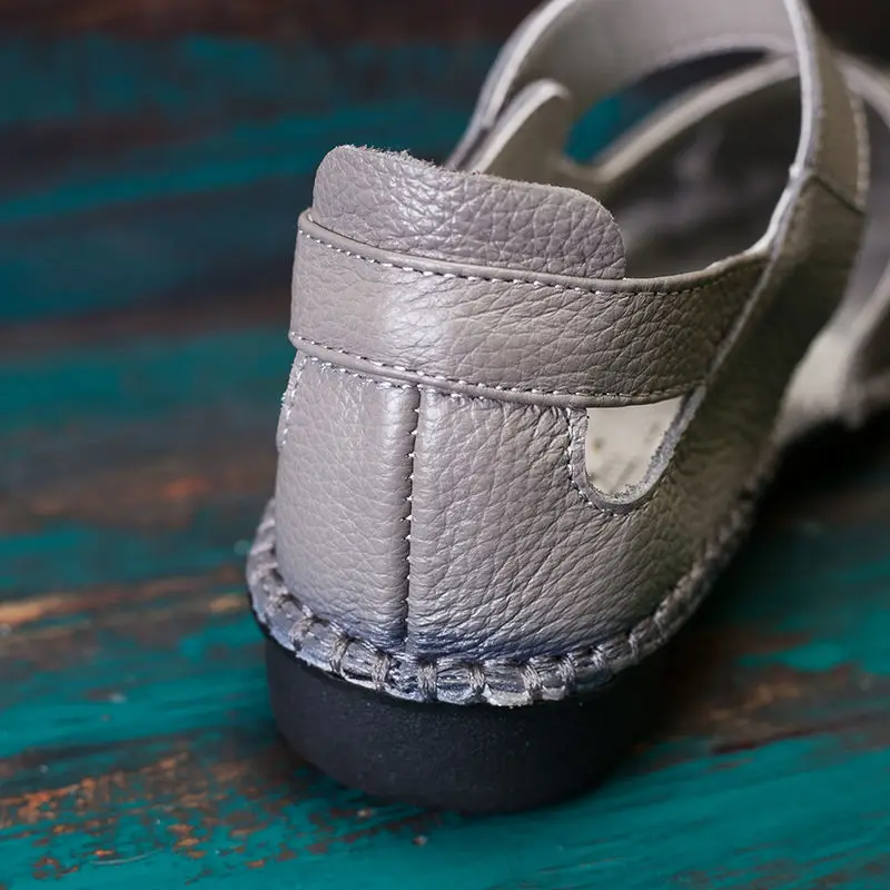 Big Size 35-42 Vintage Genuine Leather Shoes Women's Loafers Retro Mary Jane Shoes Ladies Red Moccasins Flats Shoe Trendy Sandal