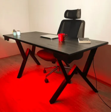 

Internet on Furniture Gaming Desk Gamer Desk Computer Desk Light Control by Smartphone 70 x 180 cm Espresso