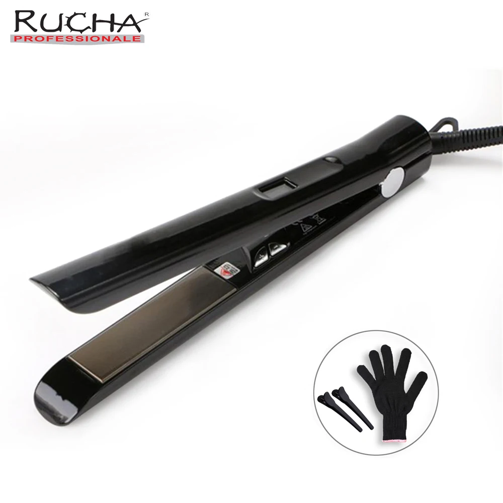

RUCHA 2 in 1 Hair Curler or Hair Straightener MCH Brazilian Keratin Treatment Flat Iron 480F Fast Heating High Temperature