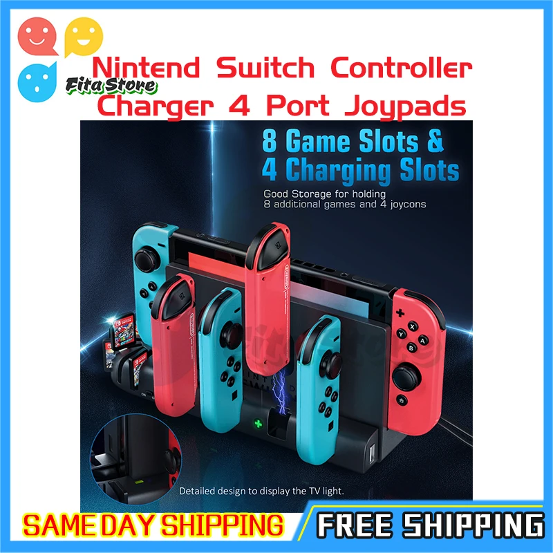 Зарядное устройство для контроллера Nintendo с 4 портами зарядная док-станция Joypads