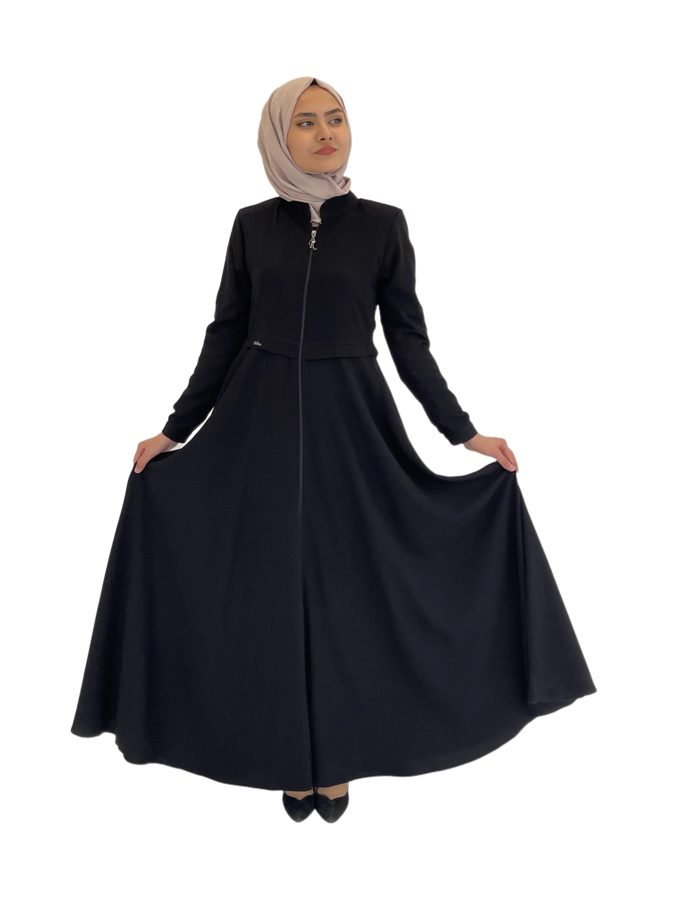 Maxi Dress Long Sleeve  Abaya for Muslim Fashion for Women Crepe Fabric Casual Clothes Hijab for Dubai Lycra Circle Abaya