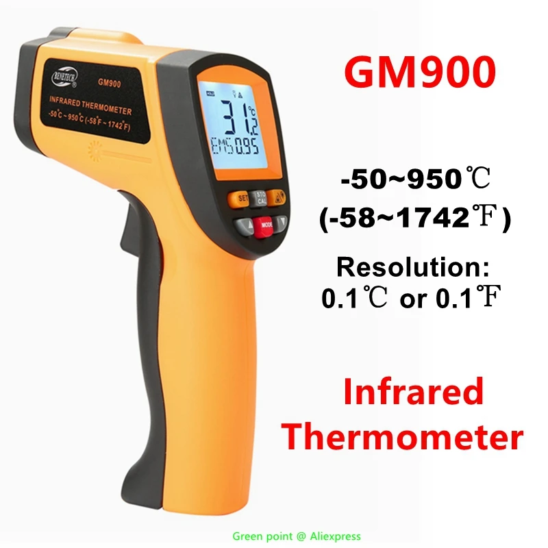 

Handheld Mini Laser Digital Infrared Thermometer GM900 Non-Contact Temperature Meter -50~950℃ (-58~1742℉) For Industrial Testing