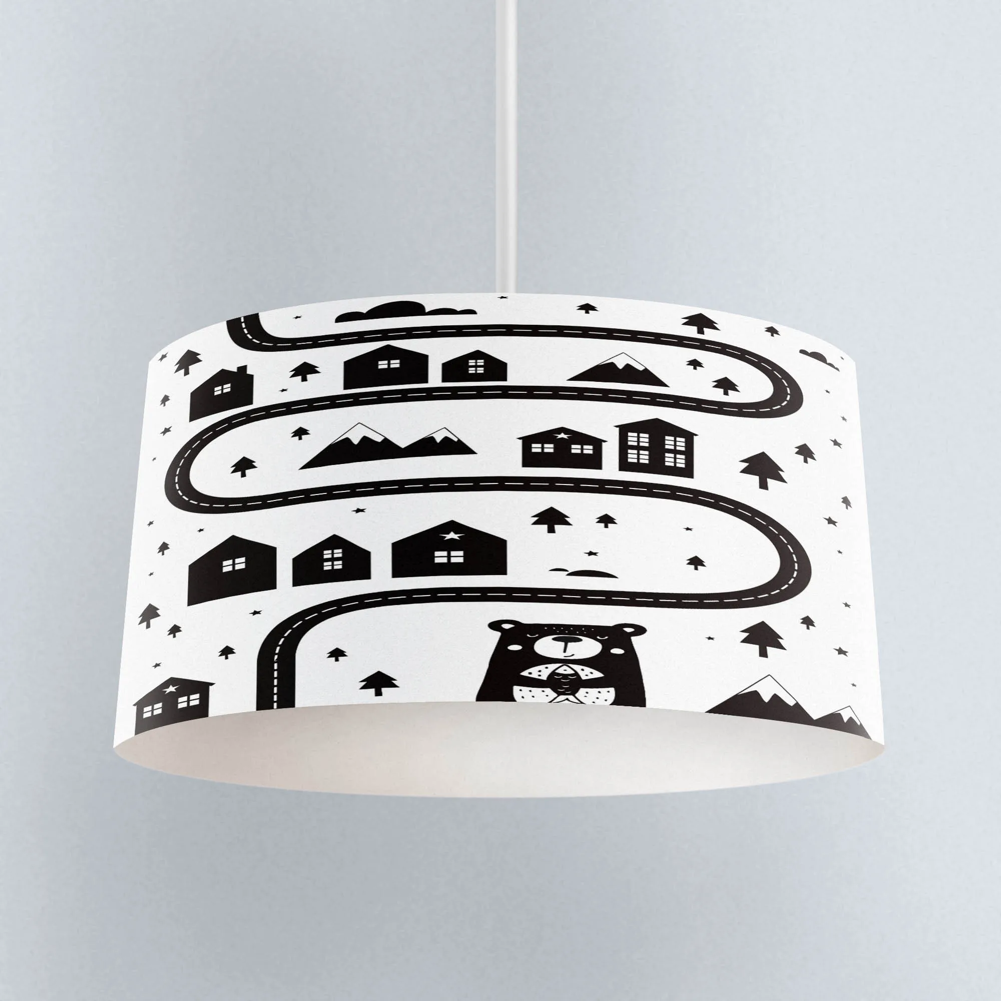 Еще черный белый цвет Дорога игровой скандинавский печати шелковой ткани дети