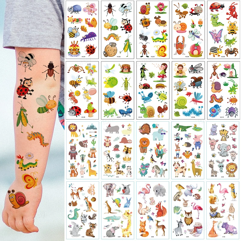 

10pcs Fake Tattoo Stickers Cartoon Temporary Tattoo Kids Children Hands Arm DIY Body Art Tatuaze Dla Dzieci Tatuajes Temporales