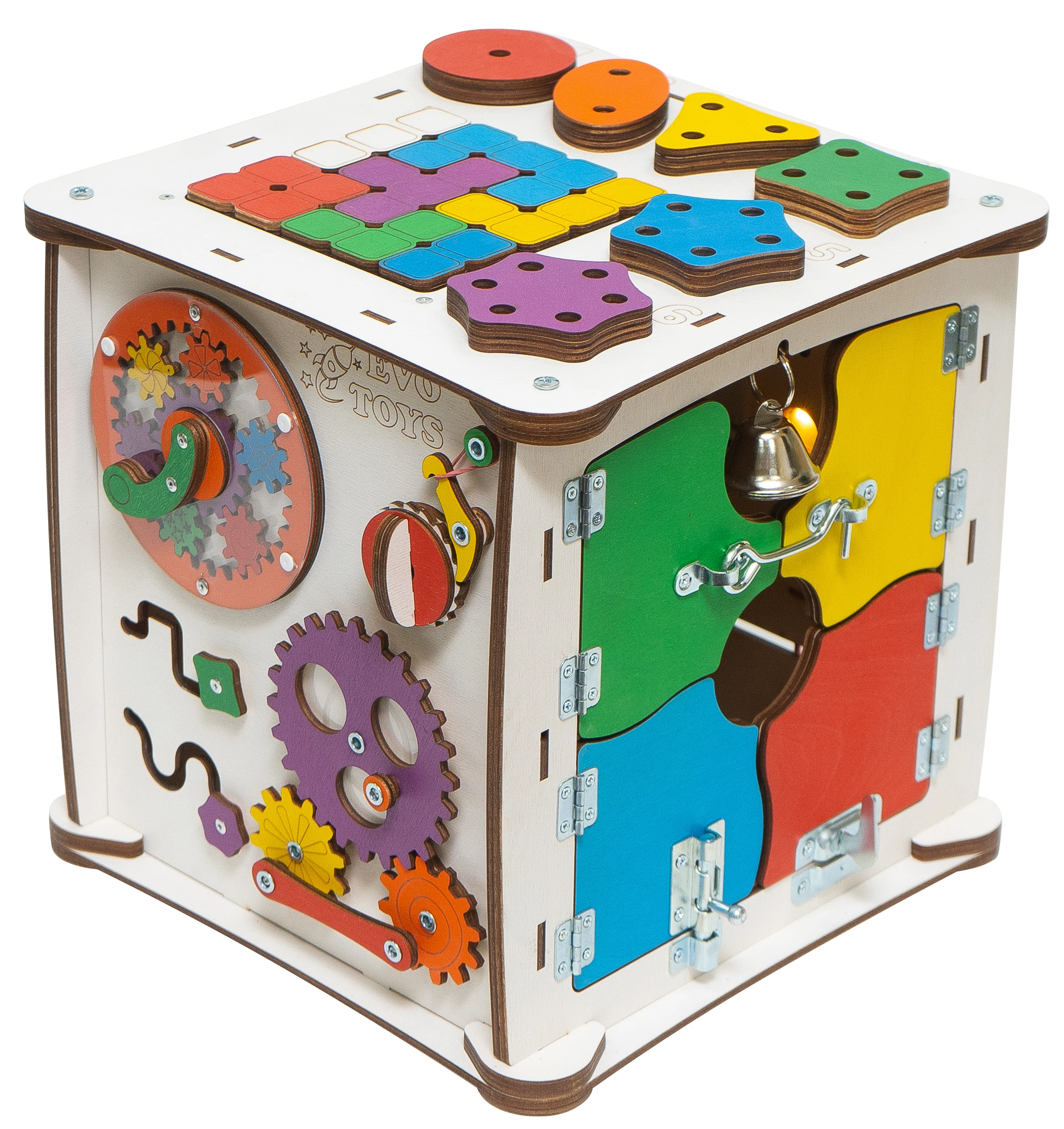 Бизиборд Бизидом с подсветкой более 40 игр размер 30х30х30см Монтессори. Развивающая