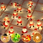 Светодиодная гирлянда с Санта-Клаусом, снеговиком, 2 м, 20 светодиодный, Сказочная гирлянда, рождественские украшения для дома, праздничное освещение на батарейках